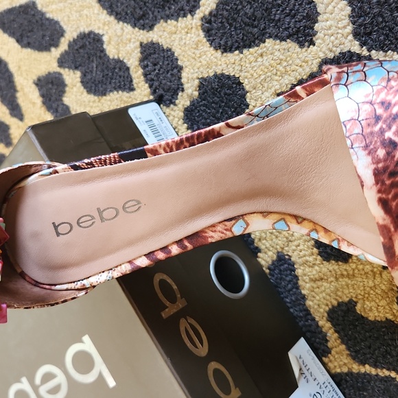 BEBE Valentina Satin and Beaded Platform Heels - Picture 16 of 16